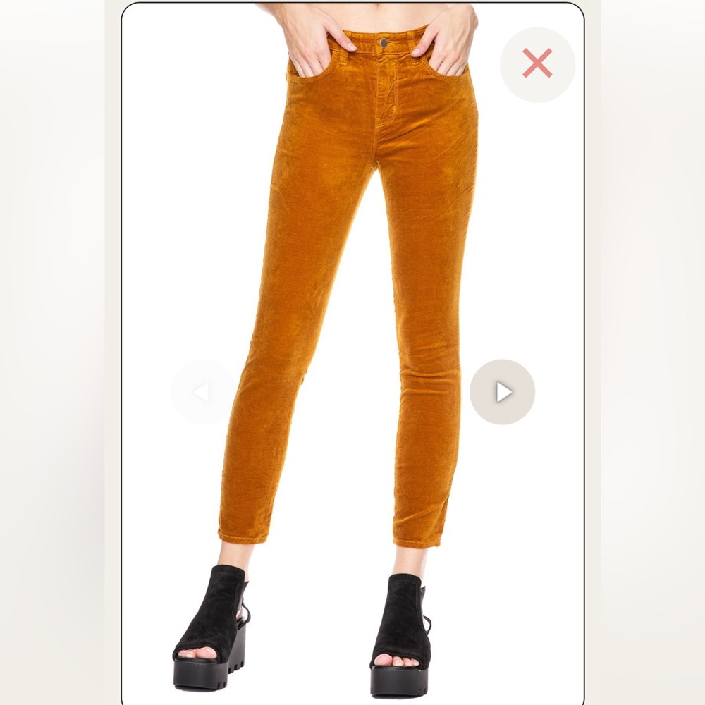 L’AGENCE THE MARGOT VELVET HIGH RISE ANKLE
SKINNY PANTS GOLD brown size 24 new